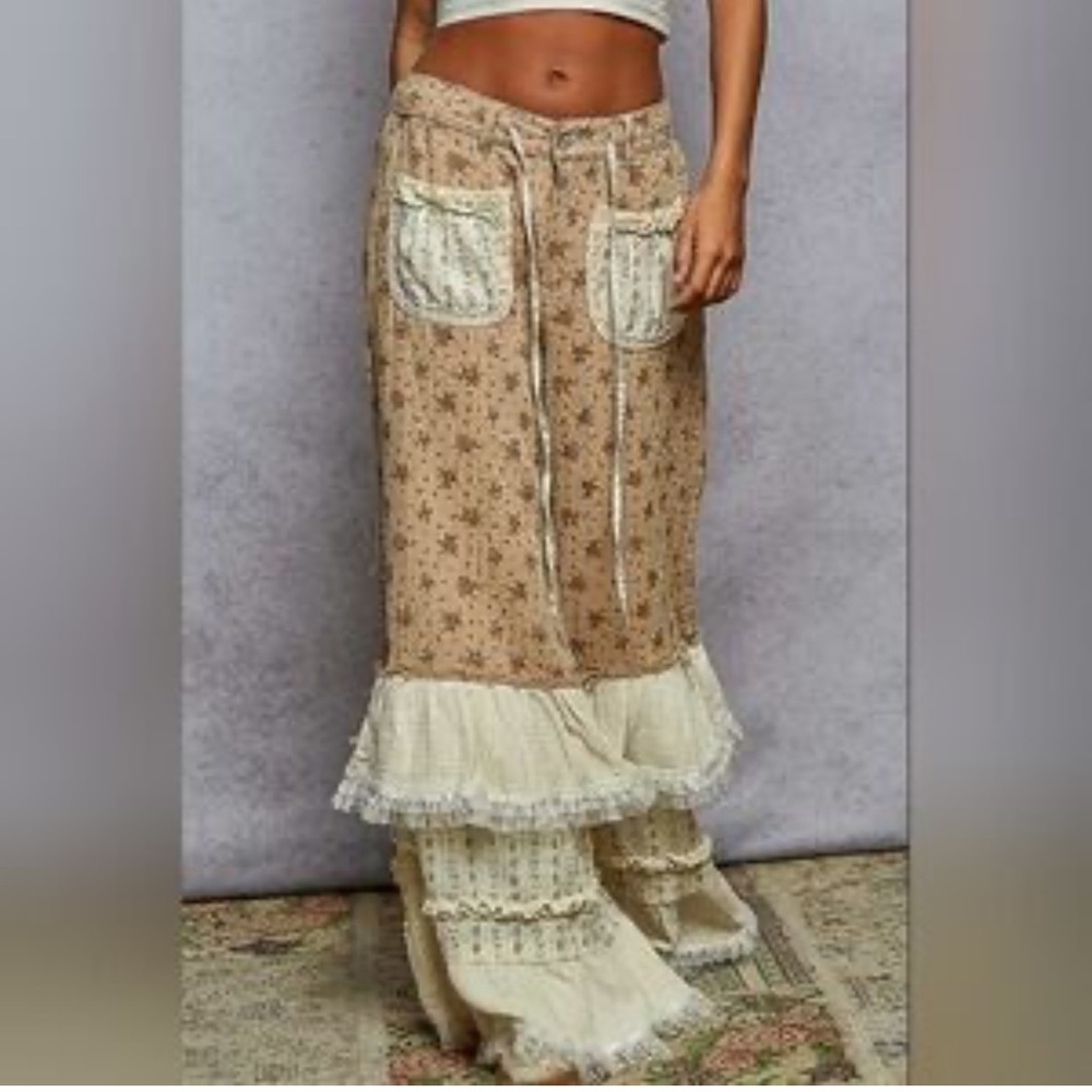 🆕 POL Colorblock Wide Loose Patchwork Pants